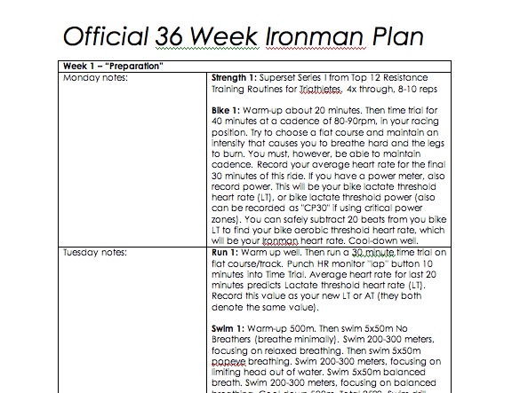 ironman weekly plan